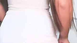 Perfect Pussy Brunette Fucks Her Neighbor's Huge Cock and Asks for Her Milk