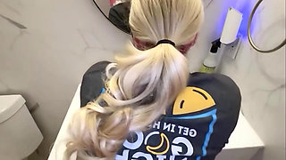 Quick Toilet BBC Fuck with My Blonde PAWG Coworker at Work