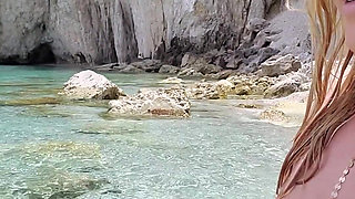 Swimming in the blue waters of Greece butt naked...