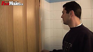 MILF plays with her pussy and the plumber joins
