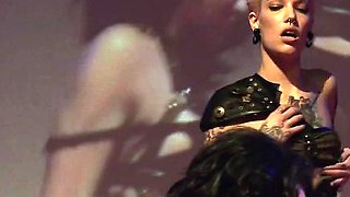 tattooed fisting babes on porn stage