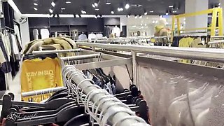 Babe gives risky Public Handjob and Blowjob in the middle of a clothing store!