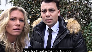 DEBT4k. Hottie receives delay after sucking and riding