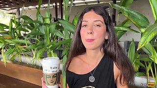 Blonde Babe Swallows Cum in Starbucks Bathroom - Public Toilet Blowjob & Coffee