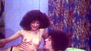 Retro Curly Brunette Classic with Vintage Bedroom Passion