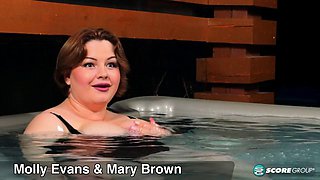 Big-Tits Brunette Girlfriends Molly Evans  Mary Brown Soak in Hot Tub