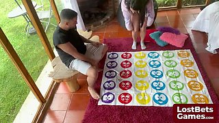 Amelia and Lucas Play Heated Strip Twister Game - Teen Brunette Blowjob Dare