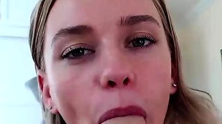 Big tit brunette MILF sucks and tit fucks a big cock