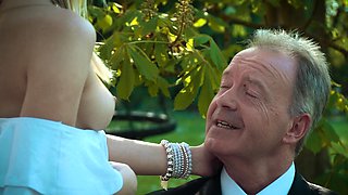 Young blonde fucking old man she swallows his cumshot