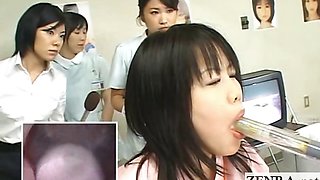 Japan milf doctor uses dildo with camera for oral exam