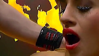 Girl with tattoo Silvia Dellai gets cock in the mouth