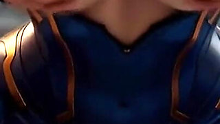 Samus Aran Zero Suit Tease - Open Zipper, Wet Suit and Chest Squeeze