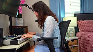 GROOBYGIRLS Curly Haired Tgirl Solo Masturbation