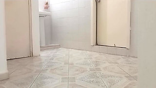 Chubby Neighbor Cleaning Her New Apartment