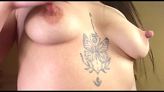 Kristi Ren Slaps Herself with a Whip and Sucks Her Long Nipples