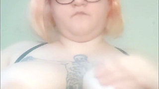 Amputee Playing with Her Huge Tits - Slow Motion