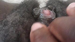 German black fat hairy wet  Pussy with big clit closeups