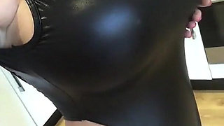 Black PVC swimsuit outfit of day nude panty sniff