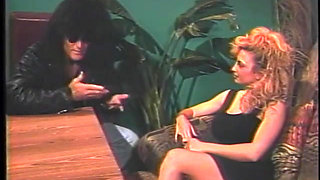 Hot blonde gets bent over and banged from the back by rocker