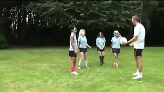 school girls and pe teacher