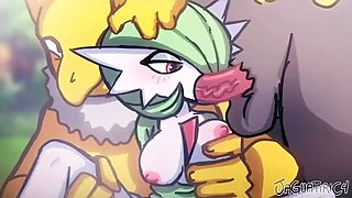 Pokemon Gardevoir in a Threeway Anal & Oral Orgy