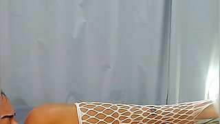 Cute Young Woman in White Lingerie Plays with Her Pussy and Flirts with Her Lovense for the First Time