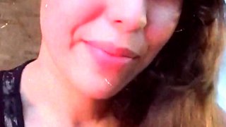 Brunette solo darling masturbating at home